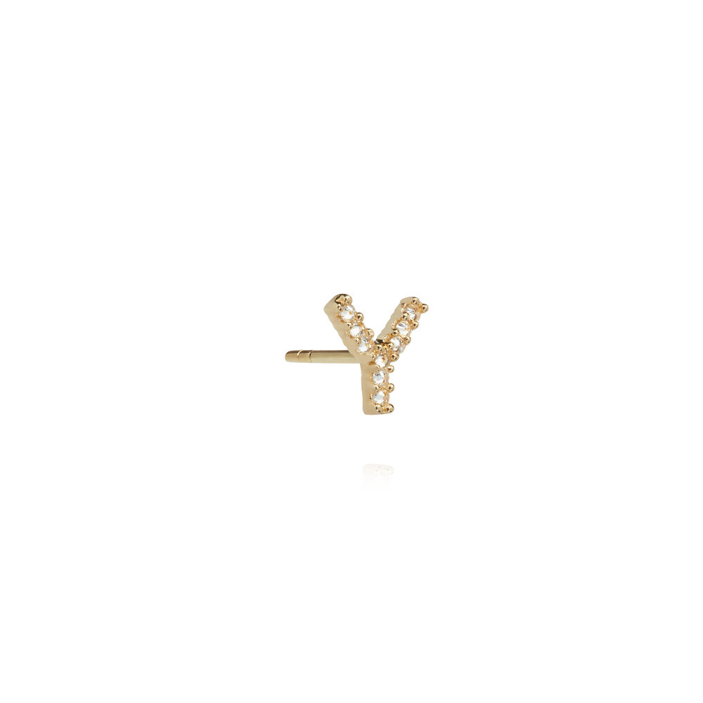18ct Gold Diamond Initial Y Single Stud Earring | Annoushka jewelley